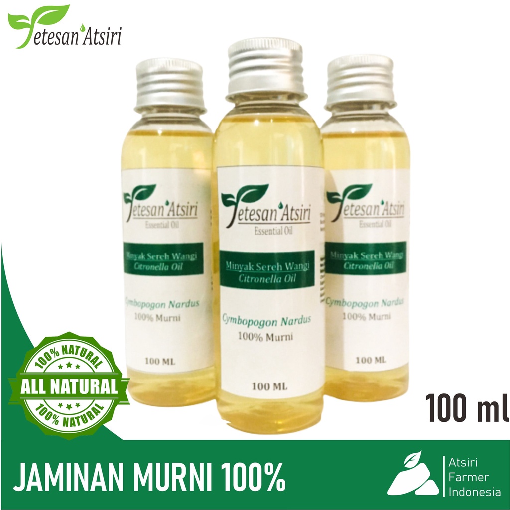 100ml Citronella Pure Essential oil - original minyak sereh wangi murni pure essential esensial esential oil aromatherapy aromaterapi diffuser pengharum ruangan asli penyulingan tanpa campuran murni atsiri