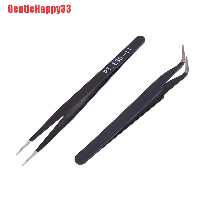 Gentlehappy 6pcs/set Pinset Lurus/Lengkung Anti Statis Esd Untuk Alat Perbaikan