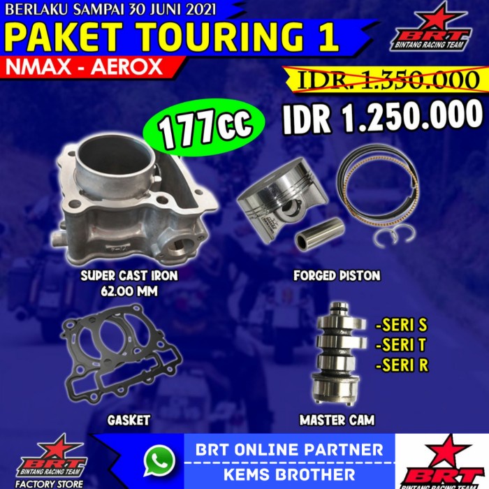 BLOK AEROX NMAX BRT PISTON 62 PLUS MASTERCAM TOURING 1 - aerox