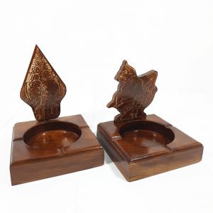 Set Asbak Motif Semar Pewayangan Kerajinan ukir kayu Jati