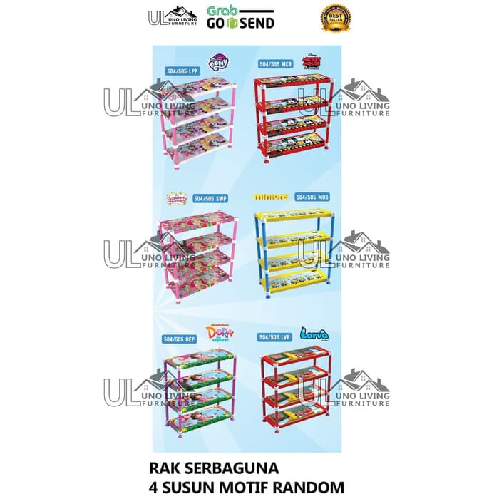 RAK PLASTIK / RAK SERBAGUNA / RAK SUSUN / RAK PORTABLE SUSUN 4 NAIBA MURAH