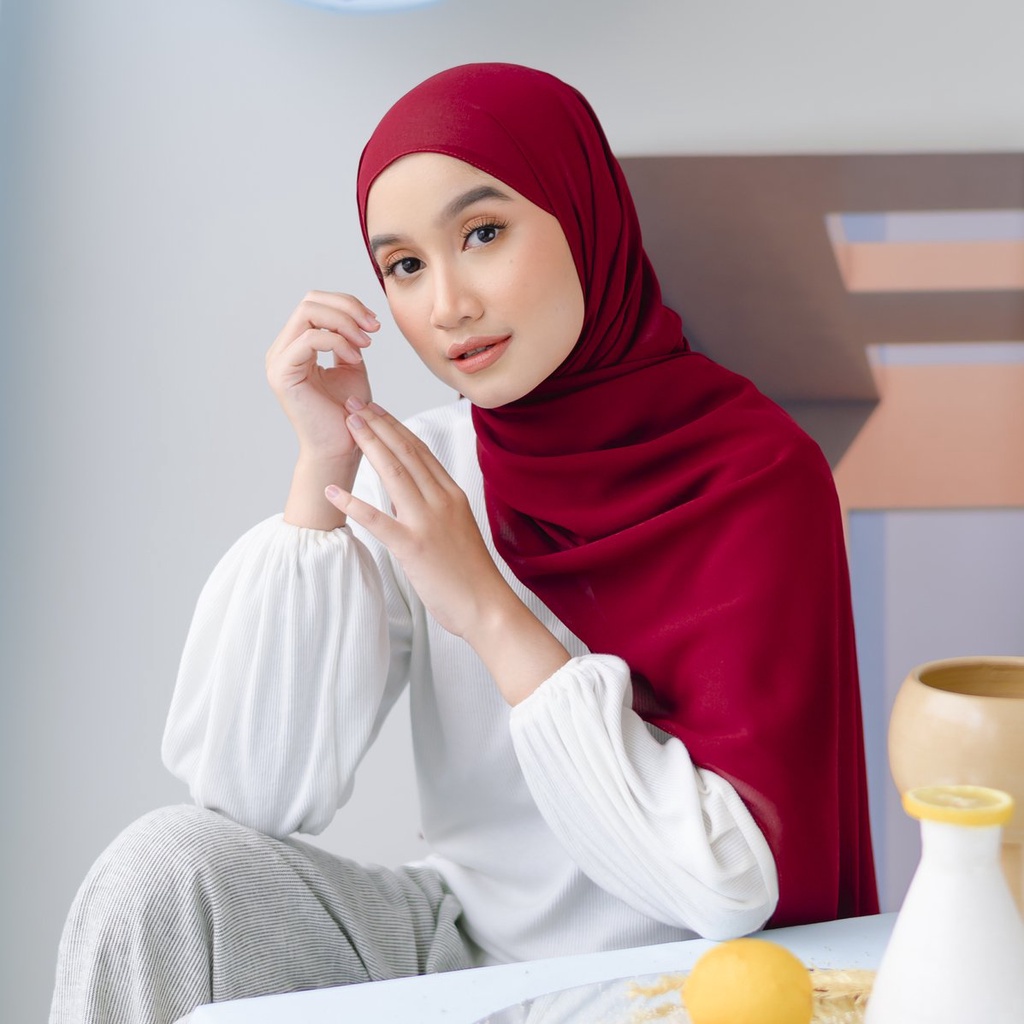 Lozy Hijab - [Defect] Bawal Shawl ( Hijab Pashmina )-Burgundy