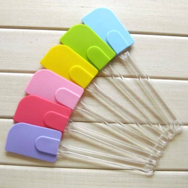 Spatula silikon gagang bening anti panas / spatula silikon warna