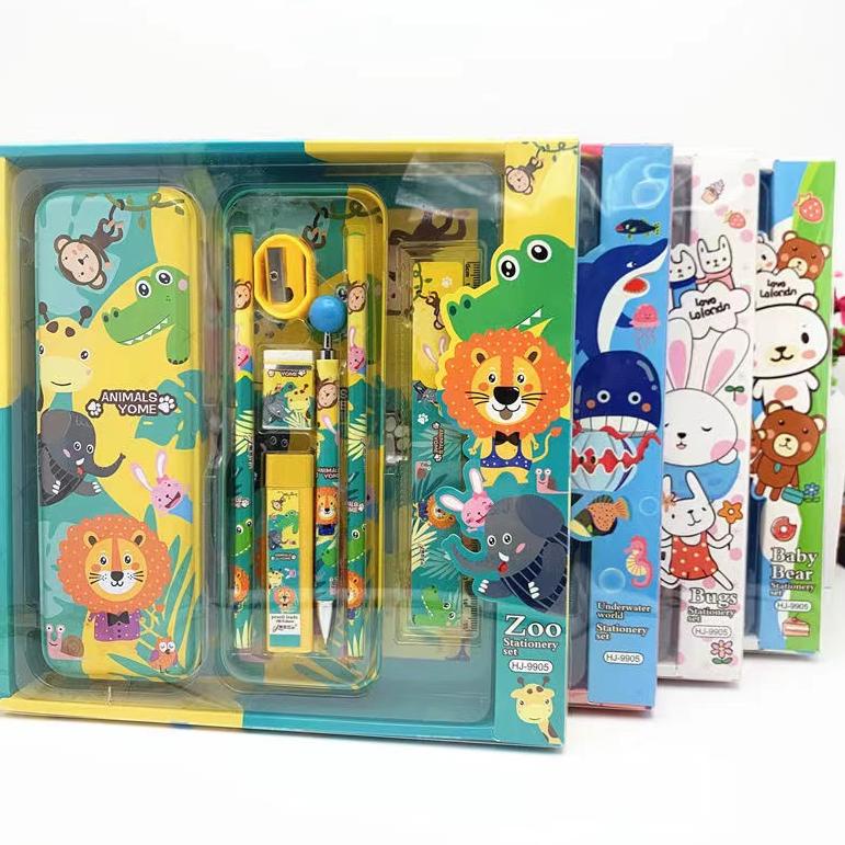 

⇇ Kotak Pensil Anak Set 7In1 Stationery Untuk Hadiah Anak / Sekolah / Kotak Pensil Karakter Murah / Alat Tulis ㅕ