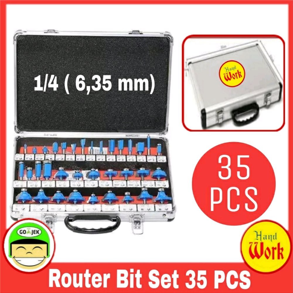 Unik Mata Router Bit Set 35 pcs 6mm Shank Mata Profil Woodworking Hobby Murah