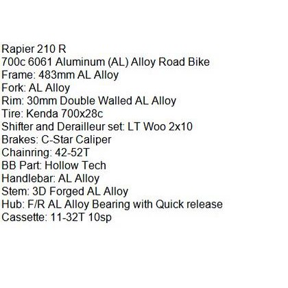 Sepeda Balap RB Evergreen Rapier 210R Roadbike 700C 6061 alloy Garansi SNI-3