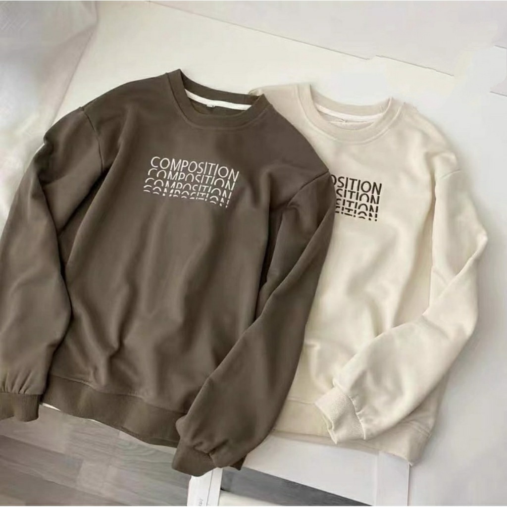 SWEATER WANITA COMPOSITION - CREWNECK KEREN TEBAL PREMIUM