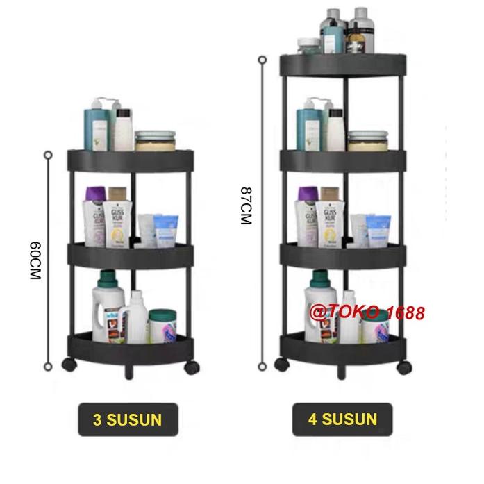 Model Terupdate Triangle rak dapur plastik rak troli rak susun serbaguna 4 layer dengan roda