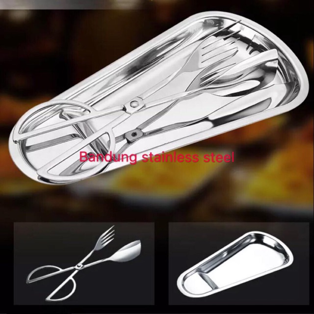 Salad Tongs / Food tongs penjepit makanan roti stainless paket nampan