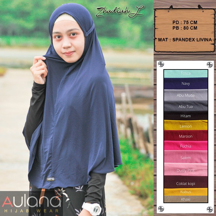Jilbab ZHADIAH L Hijab Kerudung Bergo Tali Instan Terbaru Khimar Spandek Non Pad Murah-3