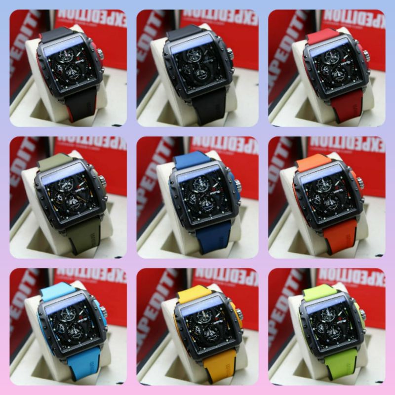 JAM TANGAN PRIA EXPEDITION E 6811 E6811 EXP6811 BLACK RED RUBBER ORIGINAL