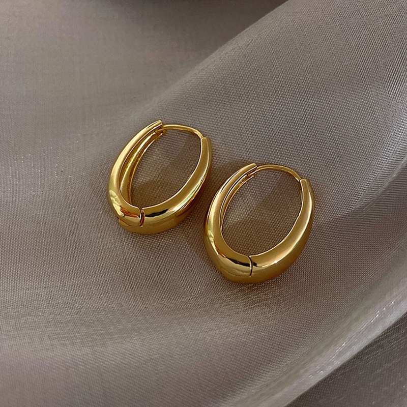 Anting Hoop Bahan Alloy Metal Gaya Korea Untuk Wanita