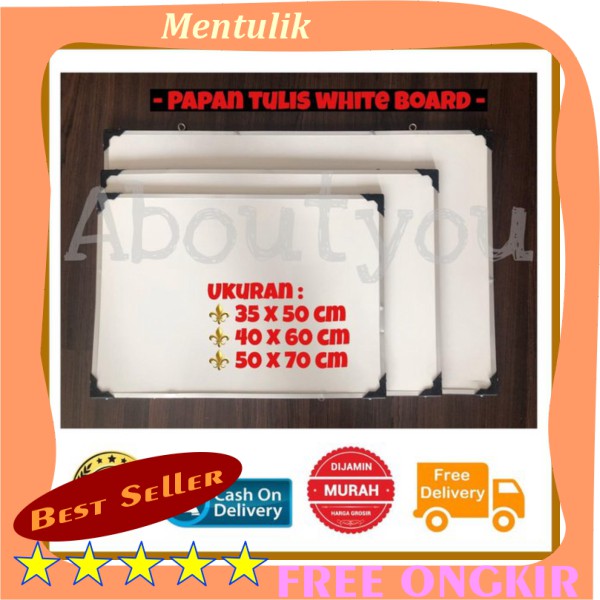

TERLARIS !!! White Board Papan tulis gantung tempel 40 x 60 cm murah besar putih