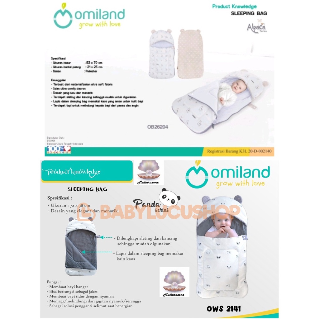 Sleeping Bag Omiiland Panda Dan Alpaca Series OWS2141 Selimut Topi Omiland