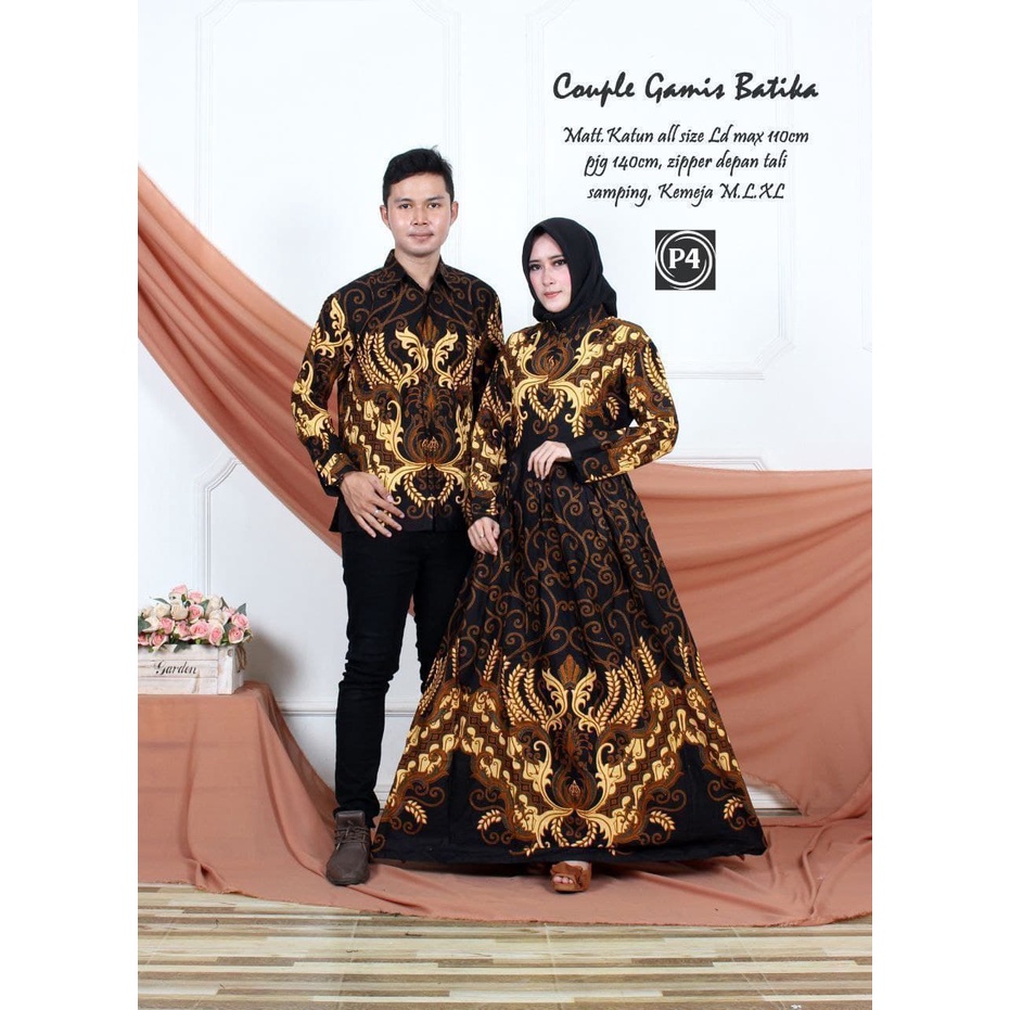 Batik Couple Keluarga, Baju Kondangan Sania Ruffle Ori Ndoro Jowi Dnt Motif Mahkota Kuning