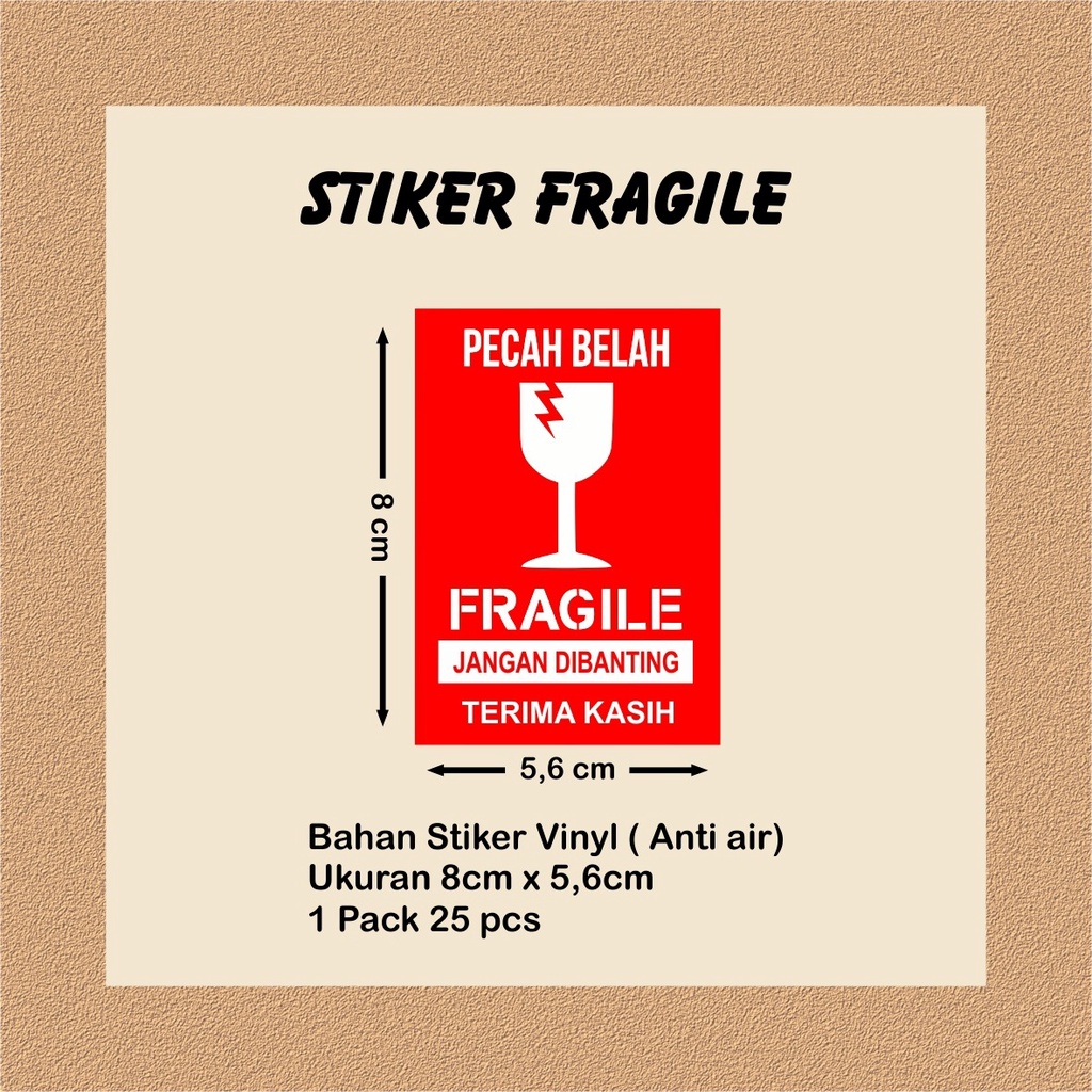 

Sticker fragile terjangkau// ukuran 8 cm x5,6 cm//stiker fragile handle with care