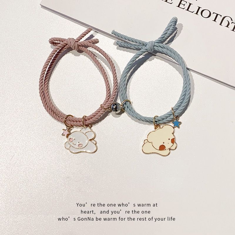 2 pcs gelang magnet/Sepasang Gelang Couple Magnet Gelang Tali Couple Magnet Attract-Bear-Rabbit