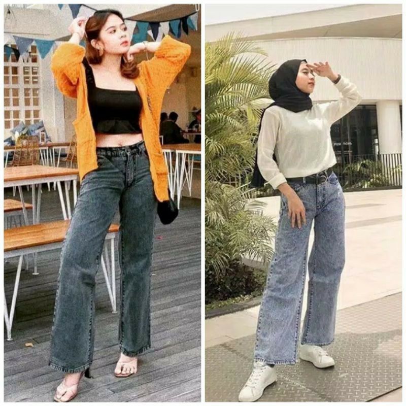 celana panjang jeans//celana kulot lipat peremium//celana anita