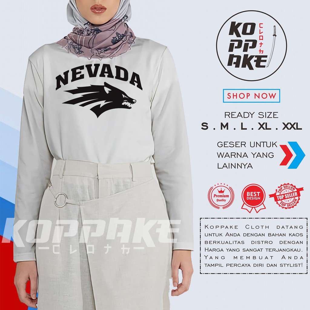 Kaos Cewek Nevada Logo Lengan Panjang Wanita Hijab Baju Distro