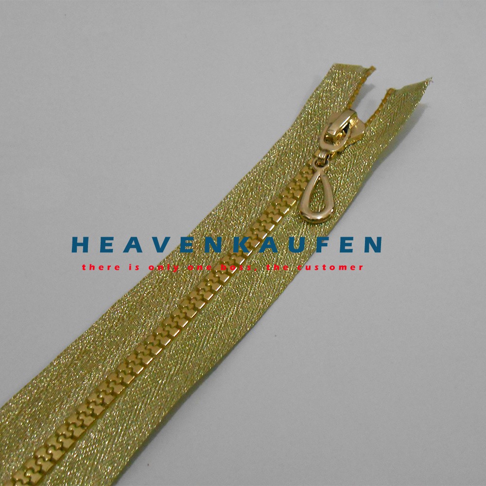 Zipper/Resleting Open-End 1 Meter (100 cm) Warna Gold Muda Blink-Blink