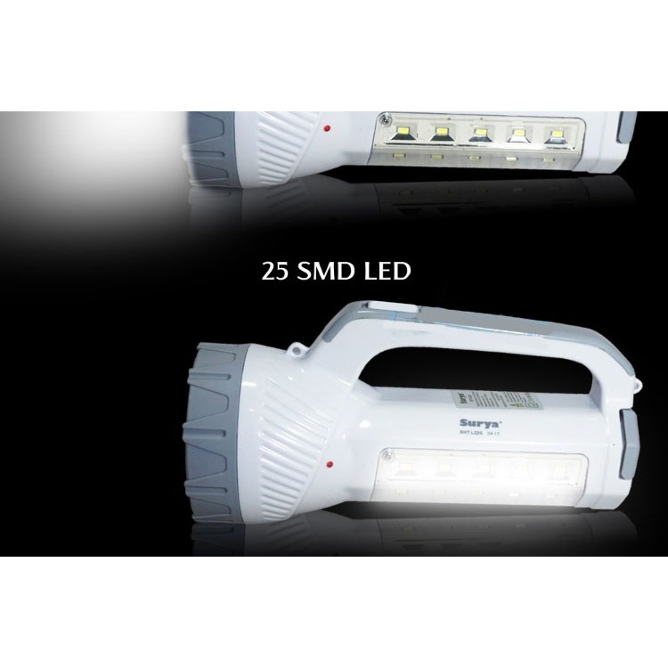 Surya Lampu Emergency + SENTER TERANG SHT L225 Super LED 2w + Light LED 25 SMD Rechargeable