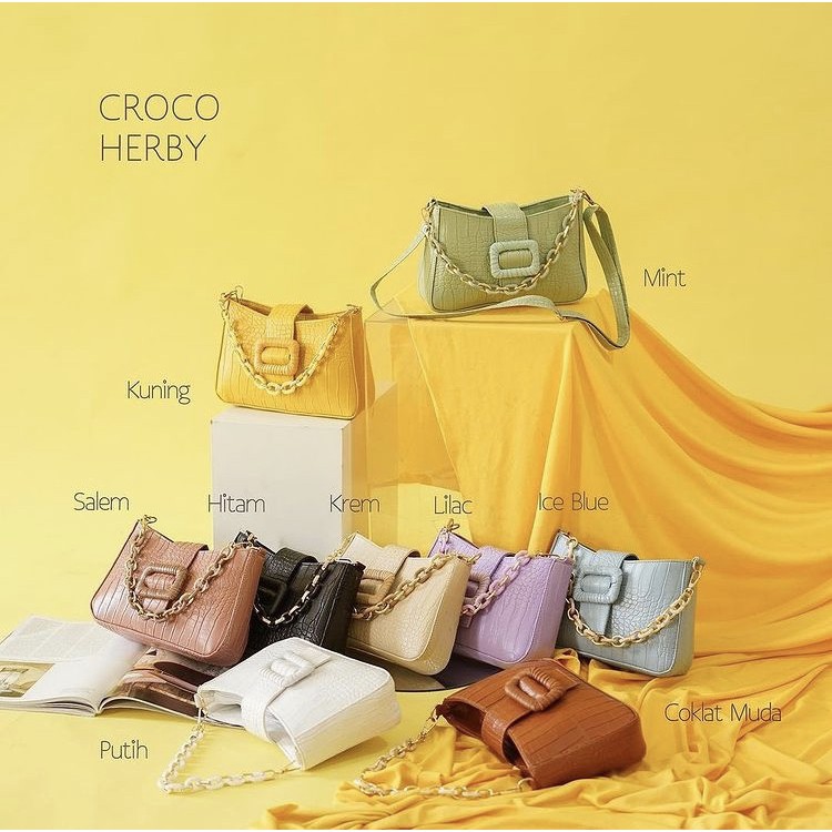 TAS SELEMPANG WANITA-CROCO HERBY ( PREMIUM QUALITY )