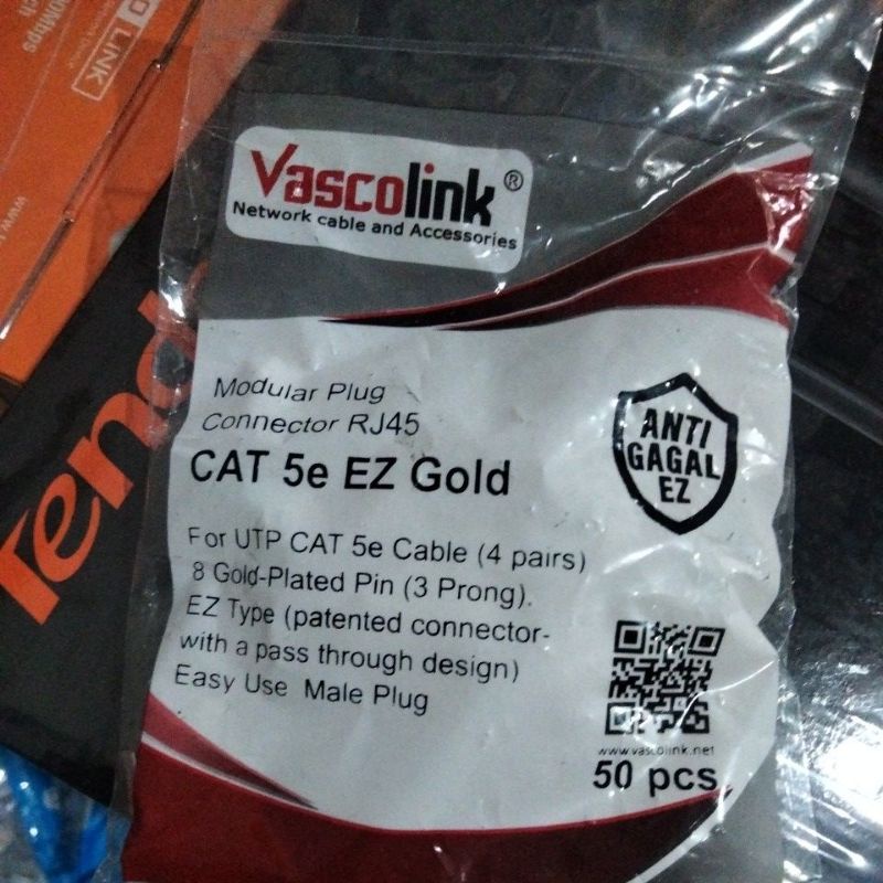 Connector RJ45 UTP/FTP Vascolink EZ Gold CAT5/6 - Anti Gagal