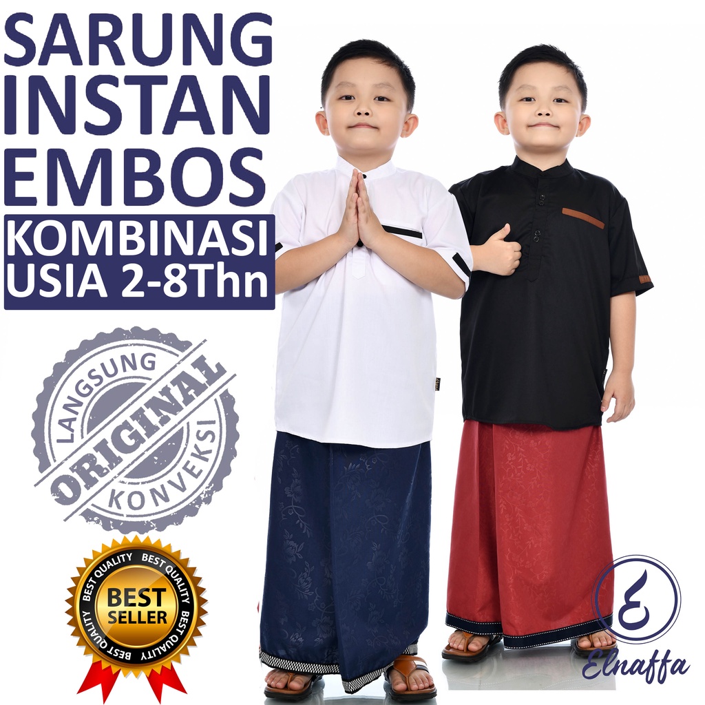 EL-NAFFA Sarung Instan Anak,Sarung Anak laki laki Usia 2-8 thn (BISA COD) SREC