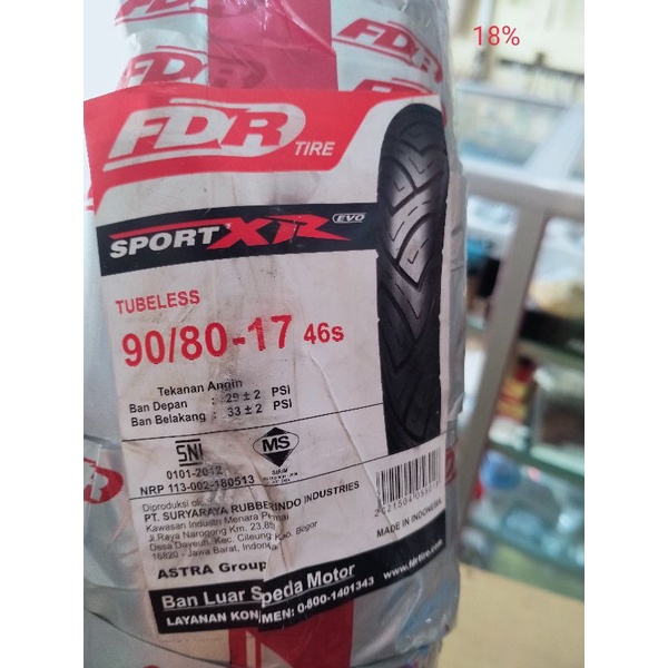 Ban luar motor FDR 90/80-17 EVO tubles