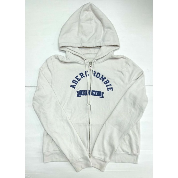 Hoodie Zipper Preloved Abercrombie Broken White - Sweater Second