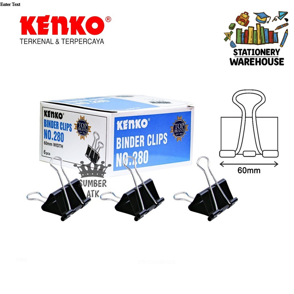 

KENKO BINDER CLIP / PENJEPIT KERTAS / KLIP BINDER No.280