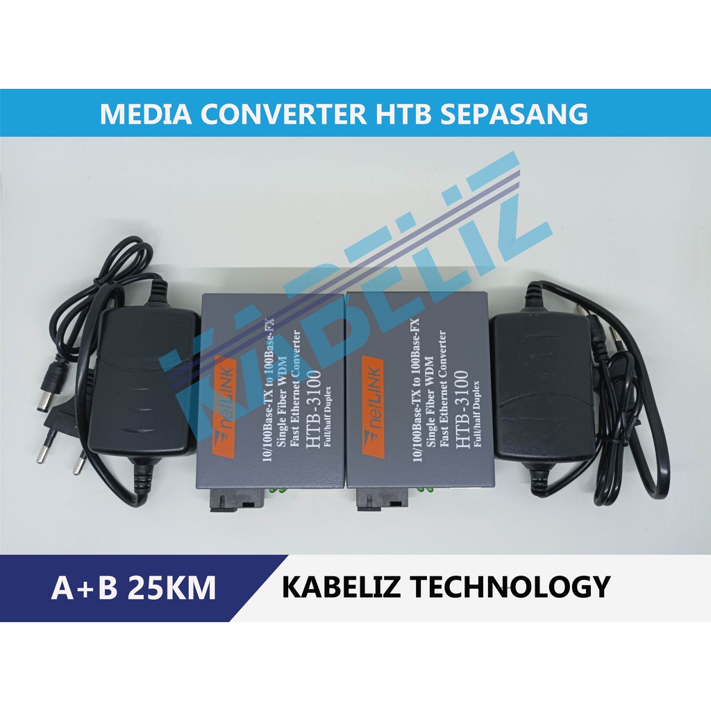 Media Converter HTB3100 A+B Fiber Optic Konverter HTB-3100 Netlink 10/100Mbps RJ45 Single Mode 25KM