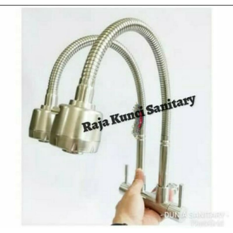 Kran Kitchen Sink Cabang Flexibel/Kran Double Cuci Piring Stainless SUS 304