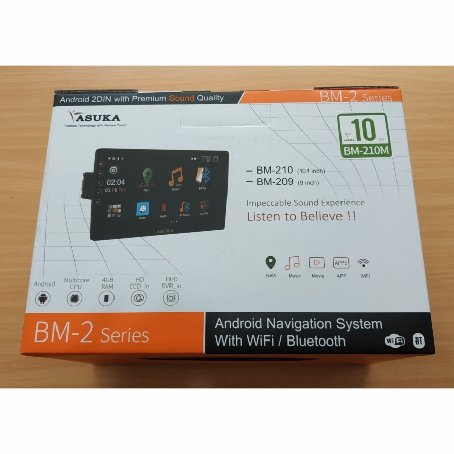 Head Unit Android Asuka BM 210 M Premium Sound Universal 10 Inch Built In TV Tuner Digital