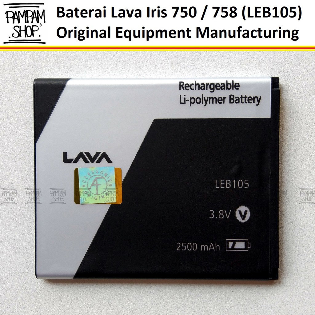 Baterai Lava Iris 750 758 LEB105 LEB 105 Original OEM Batre Batrai Battery Ori HP LEB-105