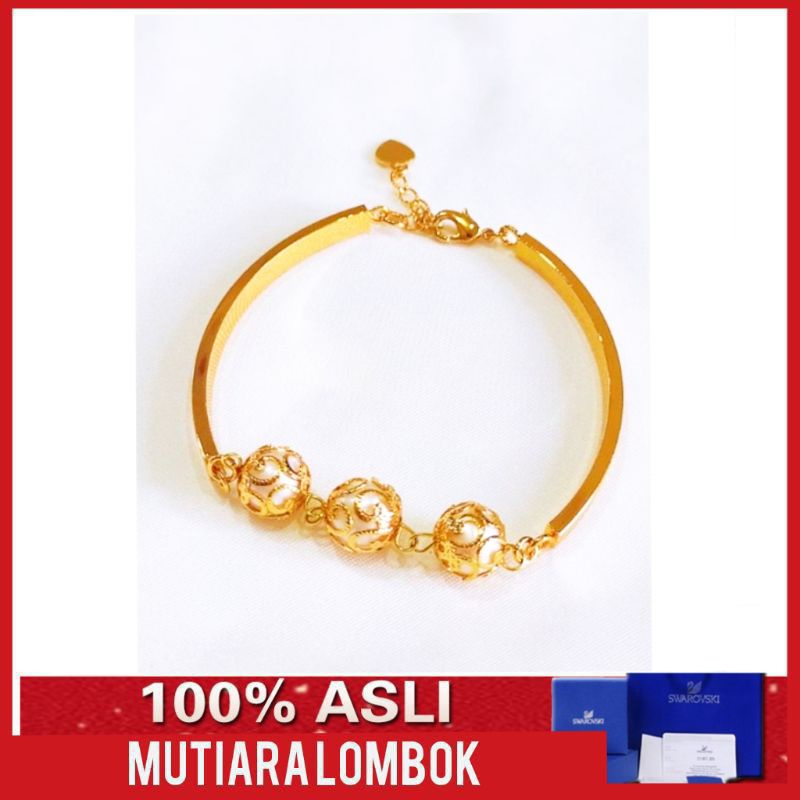 gelang bangle gelang rhodium lapis emas gelang mutiara gelang wanita perhiasan mutiara lombok