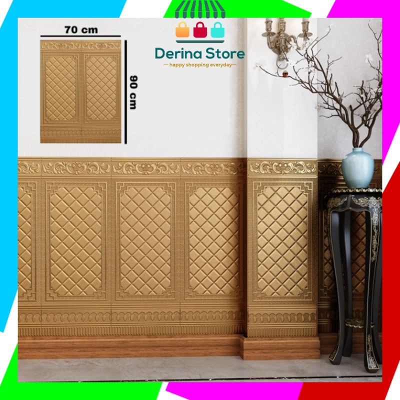 wallpaper foam 3D motif pintu jati | wallpaper 3D | wallsticker | dekorasi rumah