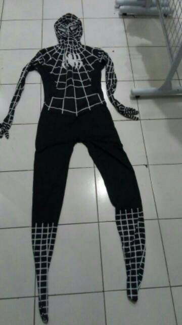halloween costume spiderman dewasa L black spiderman kostum superhero