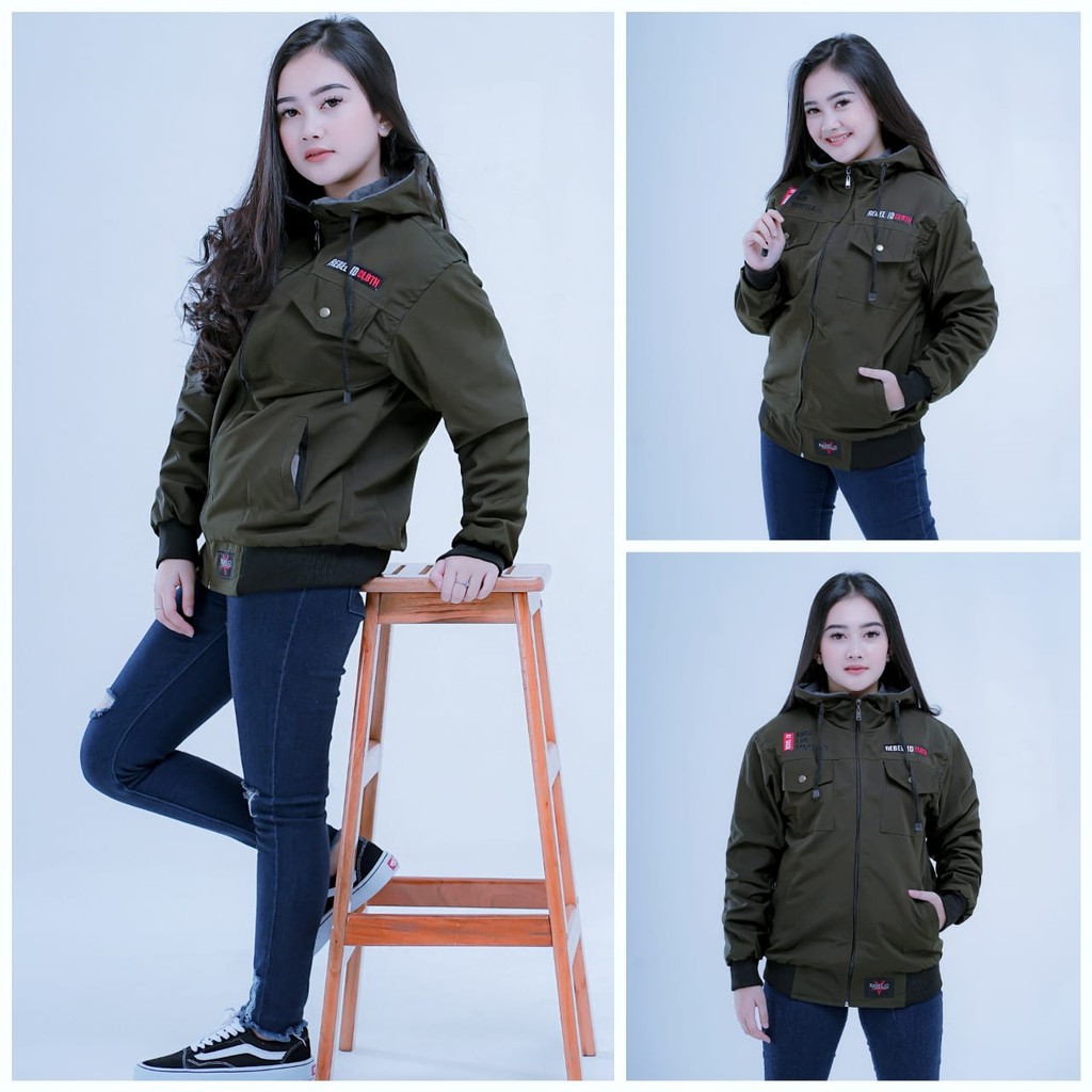 Jaket Semi Parka Wanita Terbaru Rebel Id Parasit Jn Lembut dan Tidak Panas