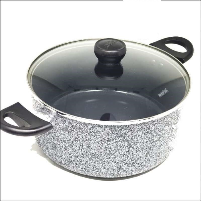 Maxim Neostone Marble Ceramic Dutch Oven 24 Cm + Tutup Kaca