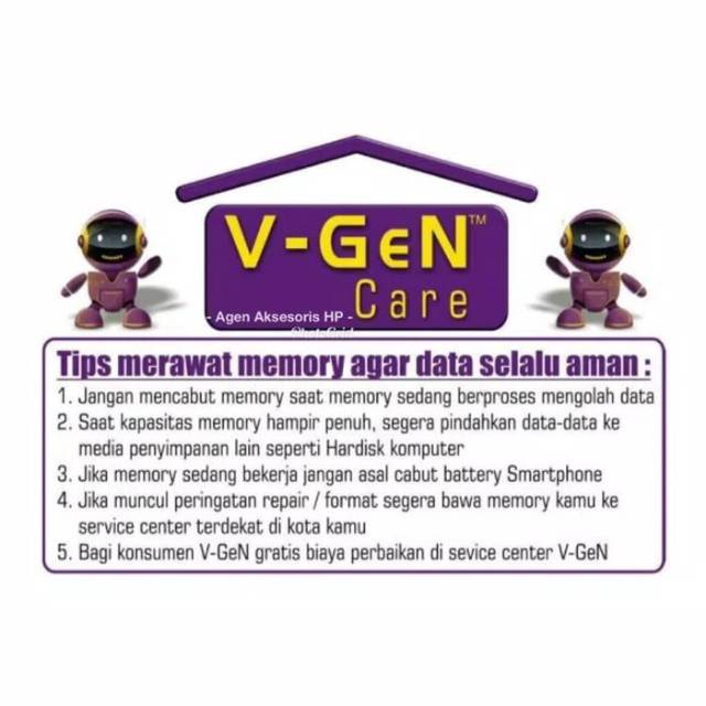 Memory Card V-GEN 8GB CLASS 6 48MBpS Memory VGEN Micro SD TF Card Memory Hp GARANSI SEUMUR HIDUP