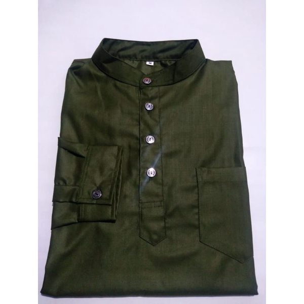 Koko Pria Polos Lengan Panjang bahan Katun Toyobo Tojiro Size M L XL Putih Hitam Navy Army Late Grey