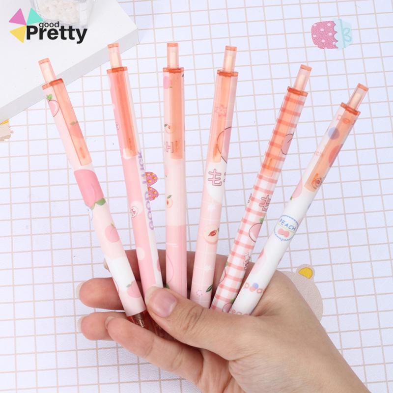 0.5mm Tip Siswa Pola Persik Gadis Lucu Jenis Pers Pena Gel Menulis Halus - PD