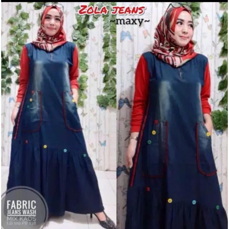 GAMIS ZOLA JEANS MAXY ORIGINAL MIXS COTTON KAOS LD 110 CM PB 138 CM
