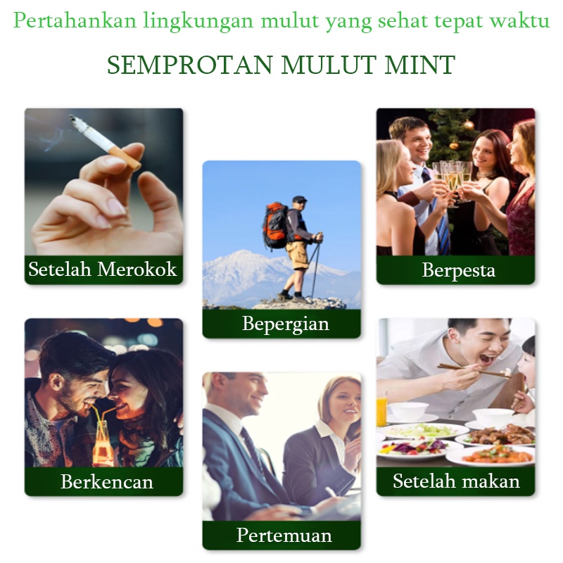 Spray mulut Perawatan Mulut Semprotan mulut Penghilang bau mulut Pengharum mulut Penyegar nafas Nafas segar, mulut harum, aroma mulut yang melembapkan Singkirkan napas bangun, bau tembakau dan alkohol, bau mulut