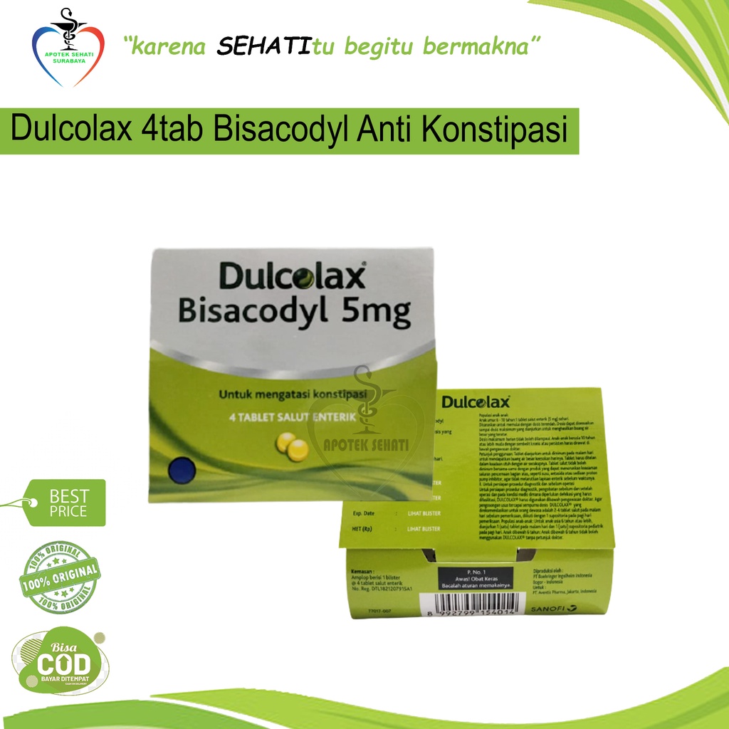 Dulcolax Tablet isi 4 - Obat Sembelit, Susah BAB