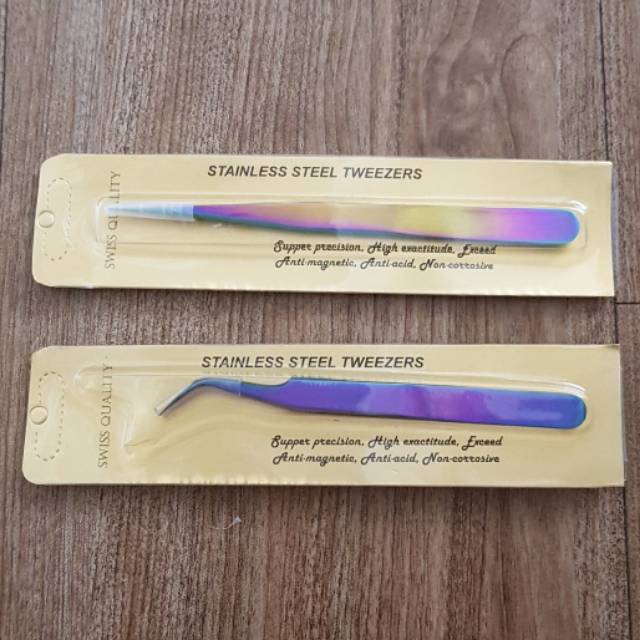 Pinset rainbow Stainless Steel tweezers Lurus / Bengkok