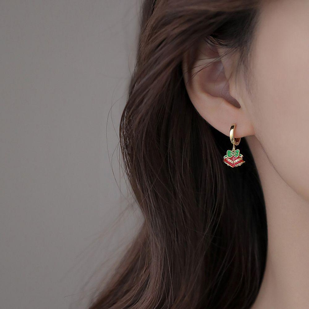 Needway Anting Natal Kreatif Hadiah Festival Natal Bell Musim Dingin Aksesoris Asimetris Anting Liontin Lady Women Earrings