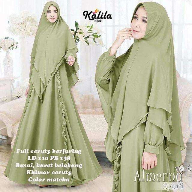 Gamis syari | gamis khimar ceruti | khimar ceruti | gamis solo terbaru | busana muslimah