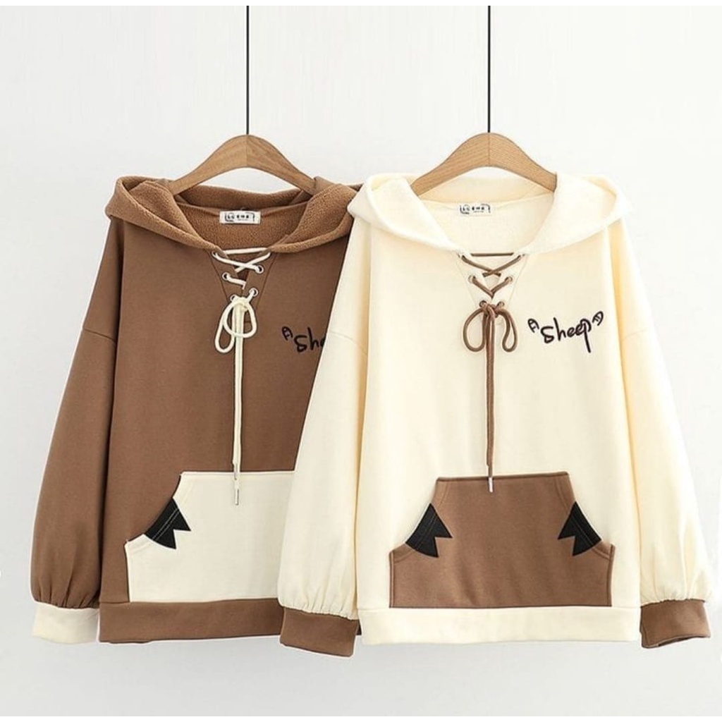 Sweater Hoodie Lucu SHEEP HOODIE Jumper unisex pria wanita karakter - bahan flece tebal dan lembut harga termurah